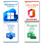 Microsoft Visio 2024 Professional + Project 2024 Professional + Office 2024 Professional Plus + Windows 11 Professional licencia para 3 PCs
